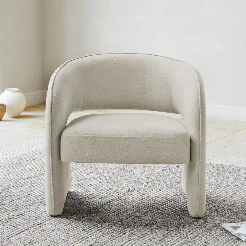 Fauteuil d'appoint moderne gris/lin, dossier ouvert, une place