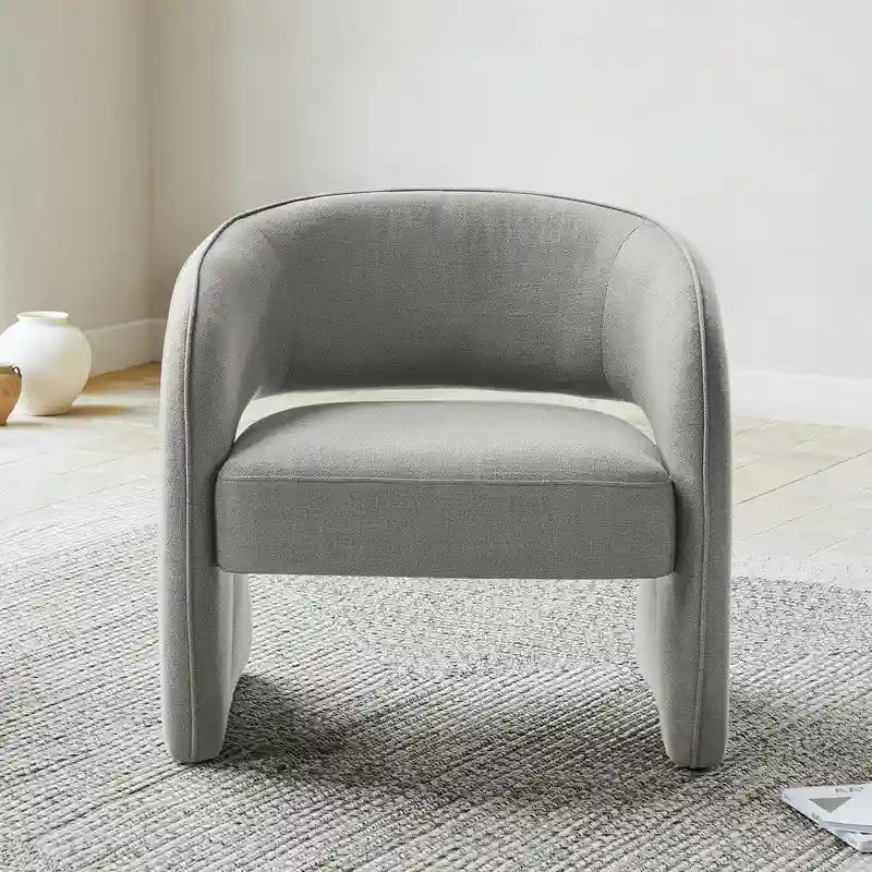 Fauteuil d'appoint moderne gris/lin, dossier ouvert, une place