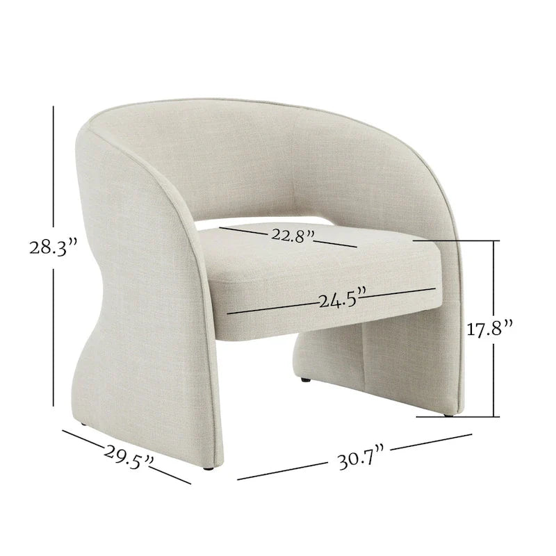 Fauteuil d'appoint moderne gris/lin, dossier ouvert, une place