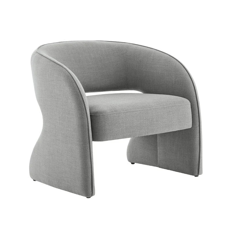 Fauteuil d'appoint moderne gris/lin, dossier ouvert, une place