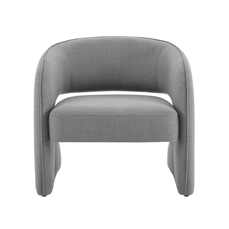 Fauteuil d'appoint moderne gris/lin, dossier ouvert, une place