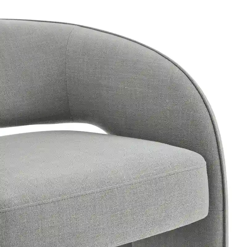 Fauteuil d'appoint moderne gris/lin, dossier ouvert, une place
