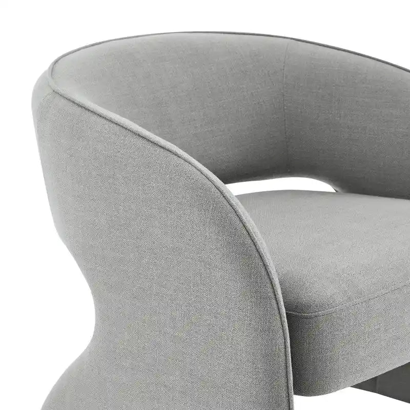 Fauteuil d'appoint moderne gris/lin, dossier ouvert, une place