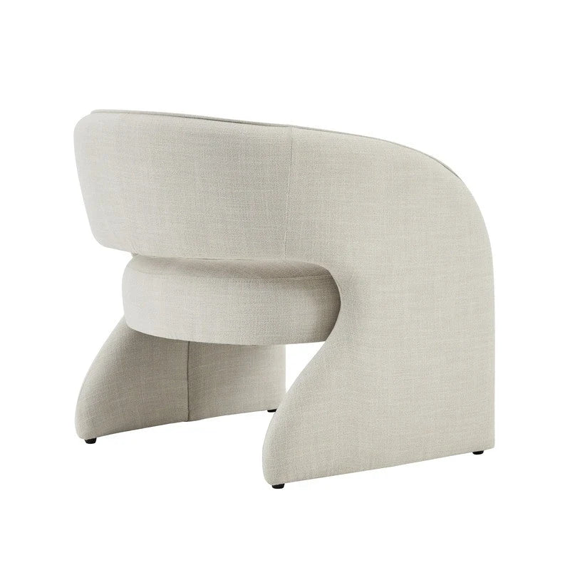 Fauteuil d'appoint moderne gris/lin, dossier ouvert, une place