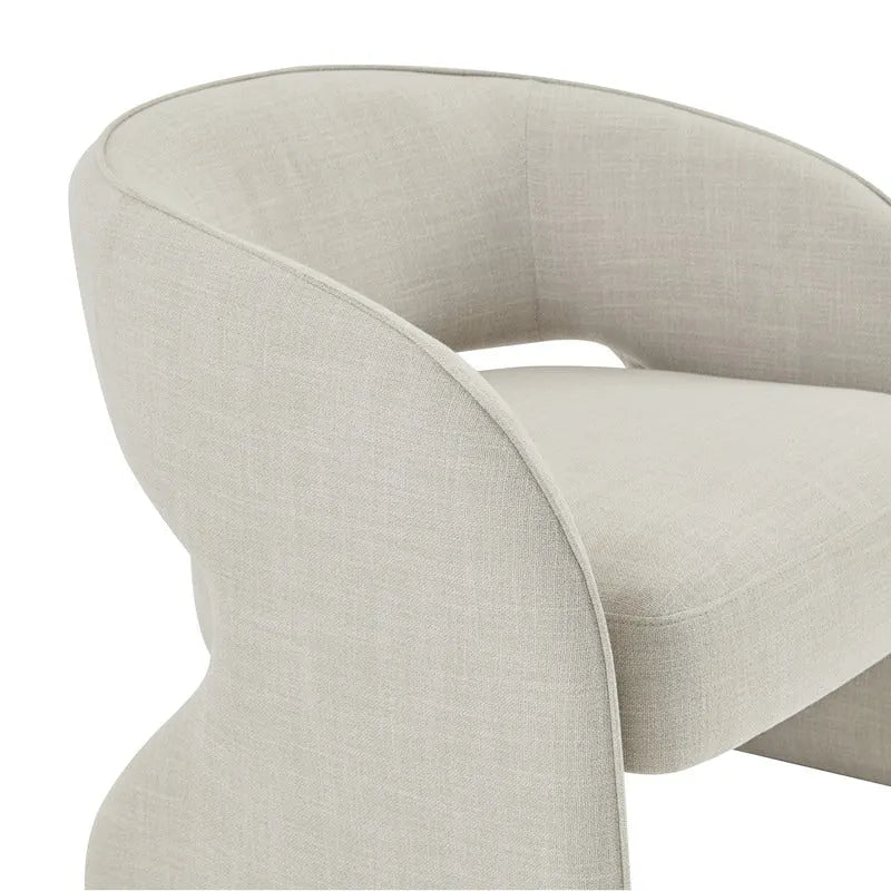 Fauteuil d'appoint moderne gris/lin, dossier ouvert, une place
