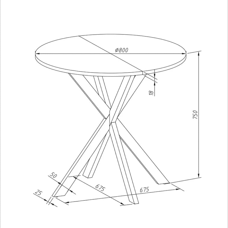 Table de salle à manger ronde, piètement croisé, noir / blanc / marbre blanc, 2 personnes, plateau amovible en 2 parties