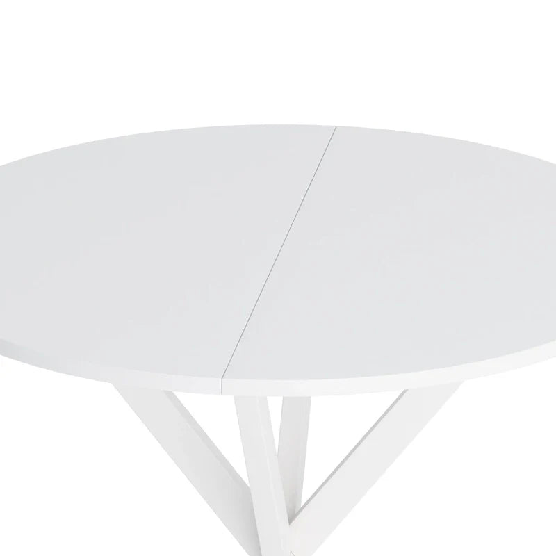 Table de salle à manger ronde, piètement croisé, noir / blanc / marbre blanc, 2 personnes, plateau amovible en 2 parties