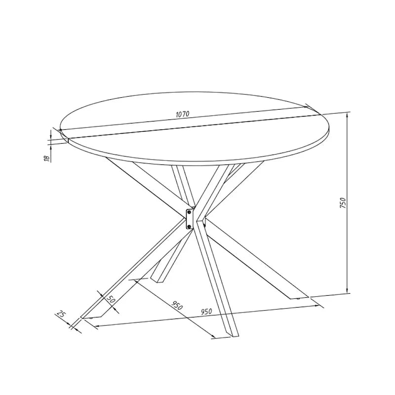 Table de salle à manger ronde, piètement croisé, noir / blanc / marbre blanc, 2 personnes, plateau amovible en 2 parties