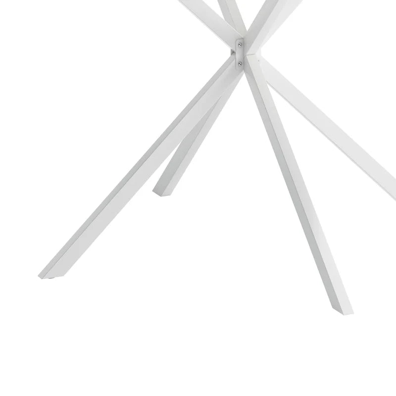 Table de salle à manger ronde, piètement croisé, noir / blanc / marbre blanc, 2 personnes, plateau amovible en 2 parties