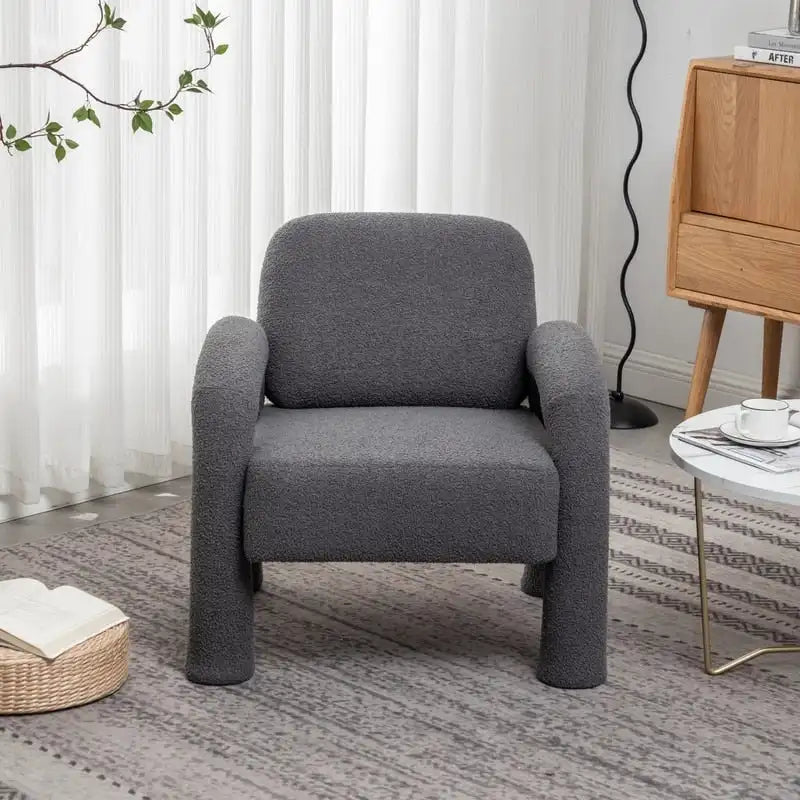 Fauteuil d'appoint en tissu Teddy, une place – Gris / Orange / Noir / Bleu marine / Blanc
