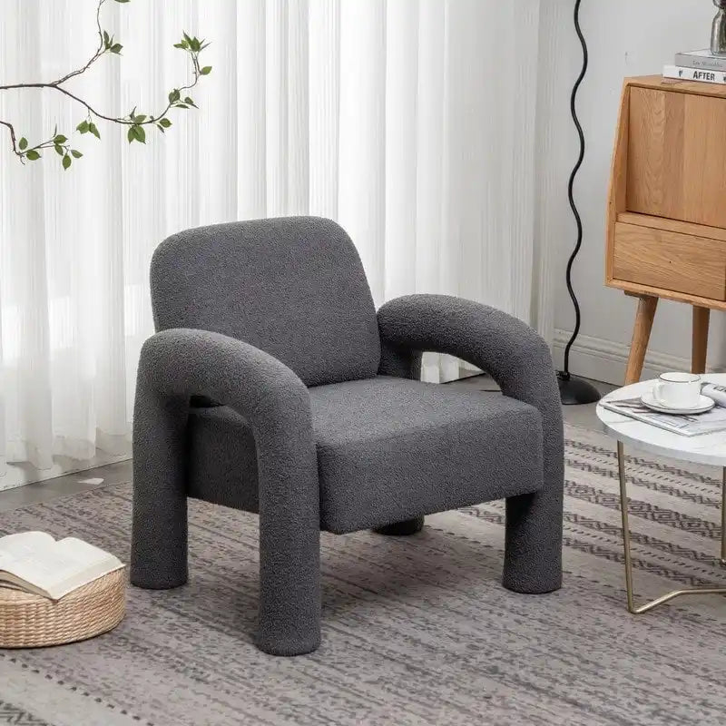 Fauteuil d'appoint en tissu Teddy, une place – Gris / Orange / Noir / Bleu marine / Blanc