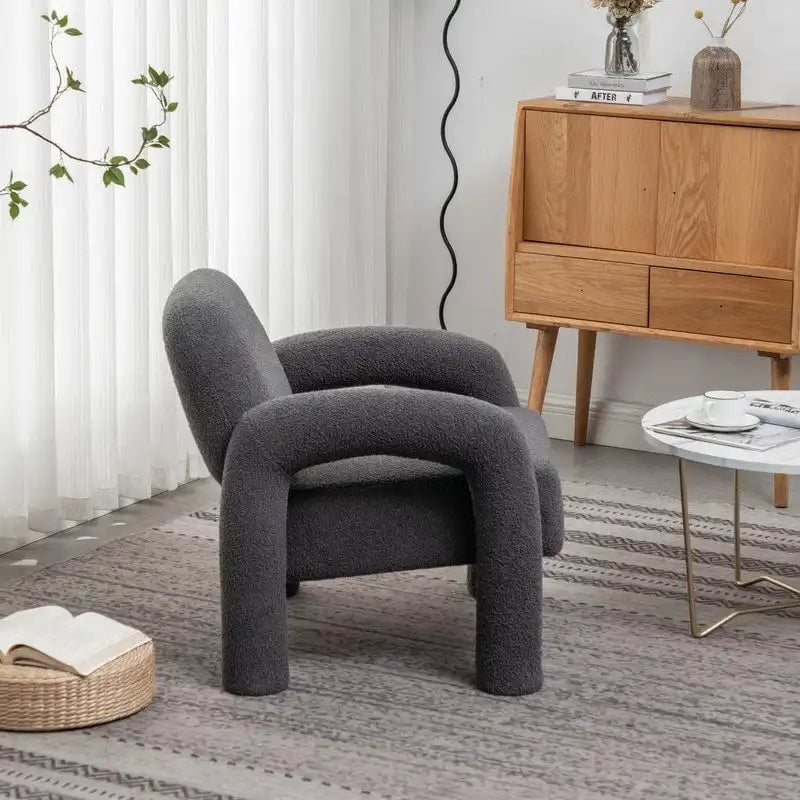 Fauteuil d'appoint en tissu Teddy, une place – Gris / Orange / Noir / Bleu marine / Blanc