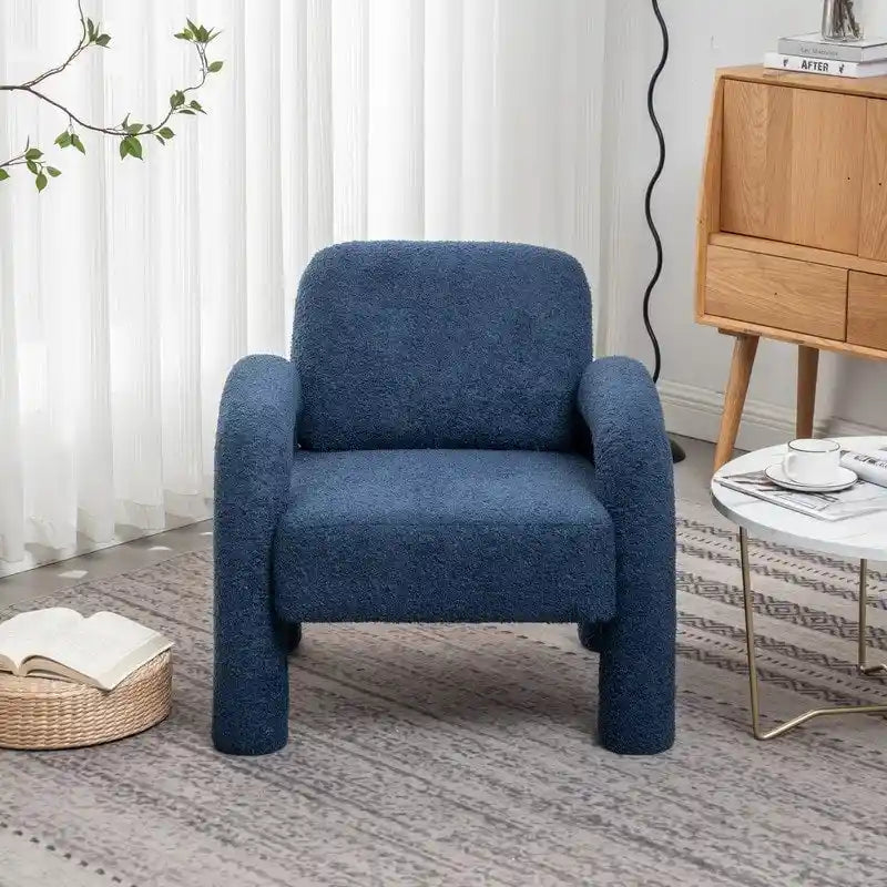 Fauteuil d'appoint en tissu Teddy, une place – Gris / Orange / Noir / Bleu marine / Blanc