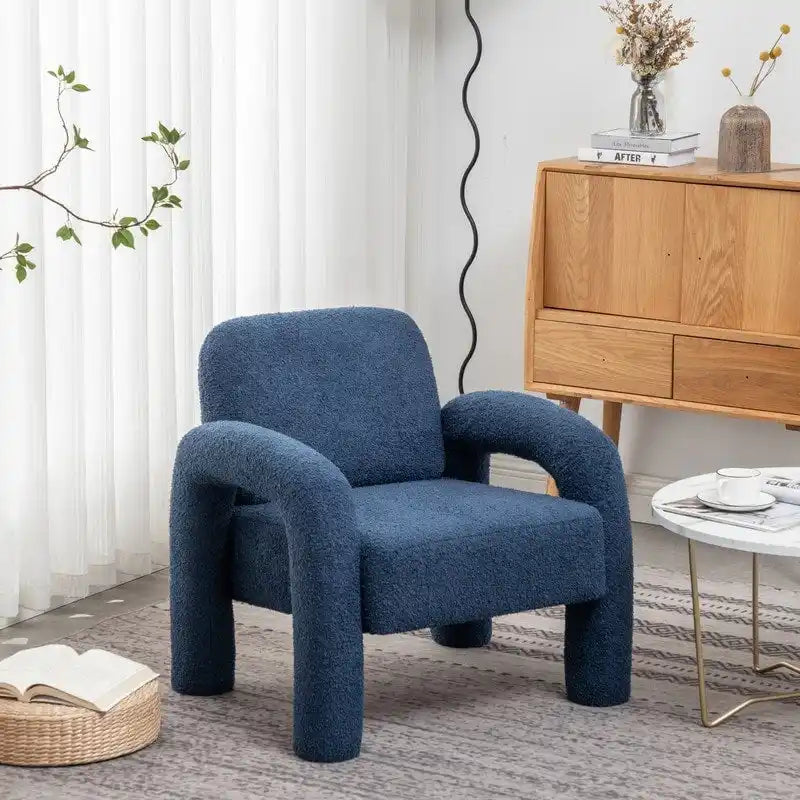 Fauteuil d'appoint en tissu Teddy, une place – Gris / Orange / Noir / Bleu marine / Blanc