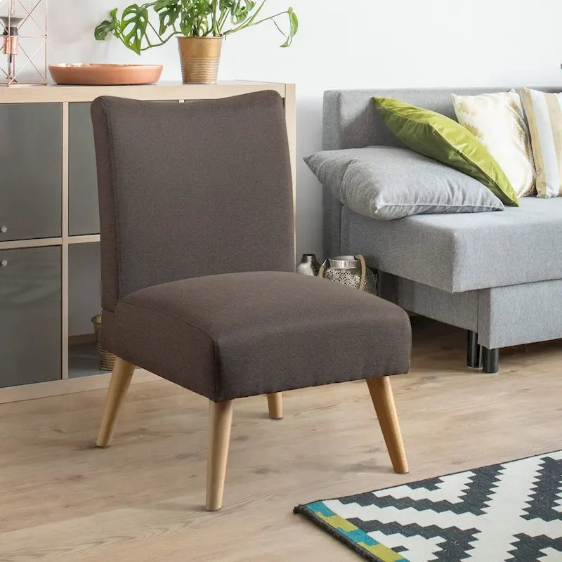 Fauteuil d'appoint moderne du milieu du siècle en lin gris / marron clair / marron / violet / vert, une place