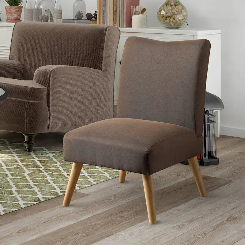 Fauteuil d'appoint moderne du milieu du siècle en lin gris / marron clair / marron / violet / vert, une place