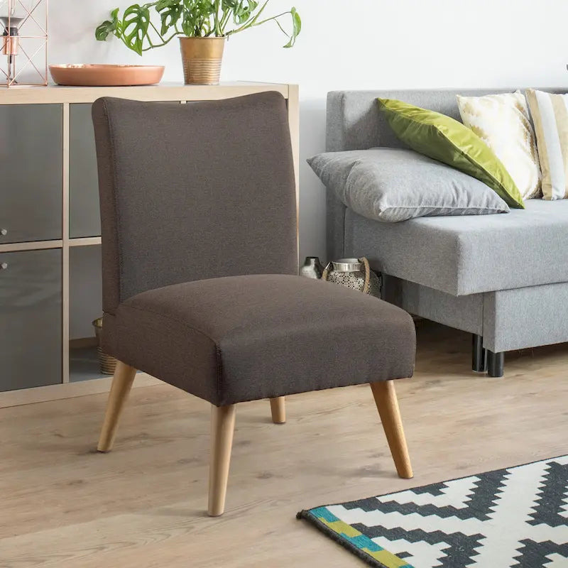 Fauteuil d'appoint moderne du milieu du siècle en lin gris / marron clair / marron / violet / vert, une place