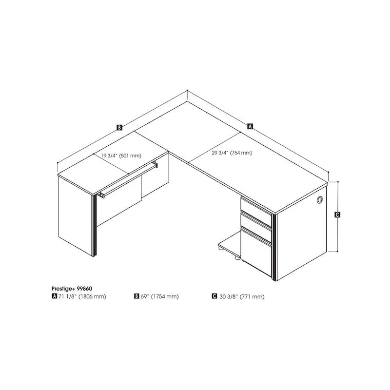 Bureau d'angle pour 1, plusieurs options de couleurs