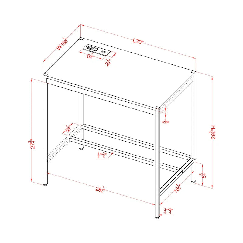 Bureau informatique moderne en acier avec port USB – Simple, 5 couleurs