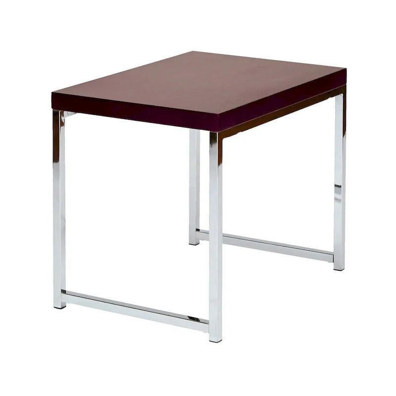 Table d'appoint, finition espresso/naturelle, pieds chromés, 1 pièce