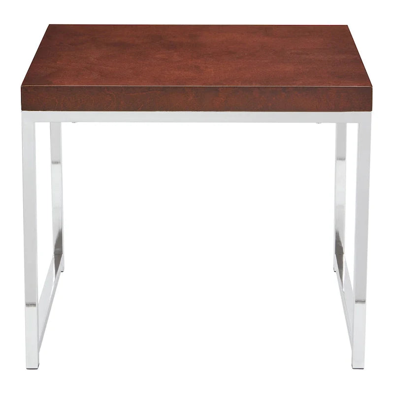 Table d'appoint, finition espresso/naturelle, pieds chromés, 1 pièce