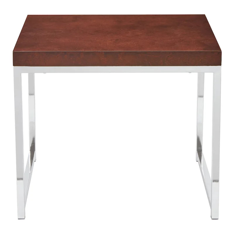 Table d'appoint, finition espresso/naturelle, pieds chromés, 1 pièce