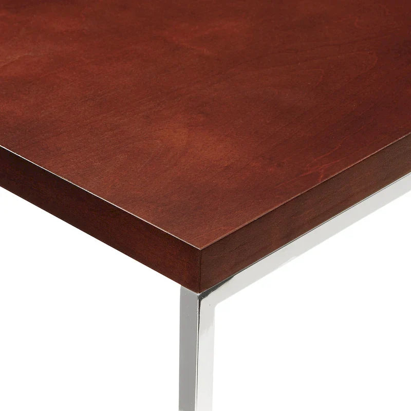 Table d'appoint, finition espresso/naturelle, pieds chromés, 1 pièce