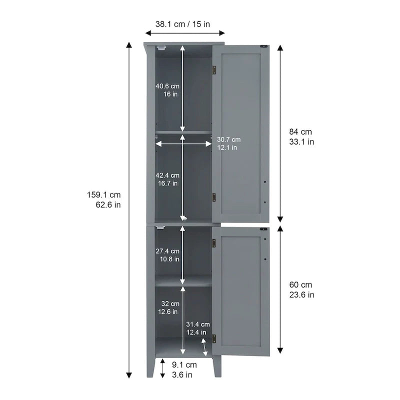 Meuble haut de rangement en lin en bois gris foncé avec portes doubles