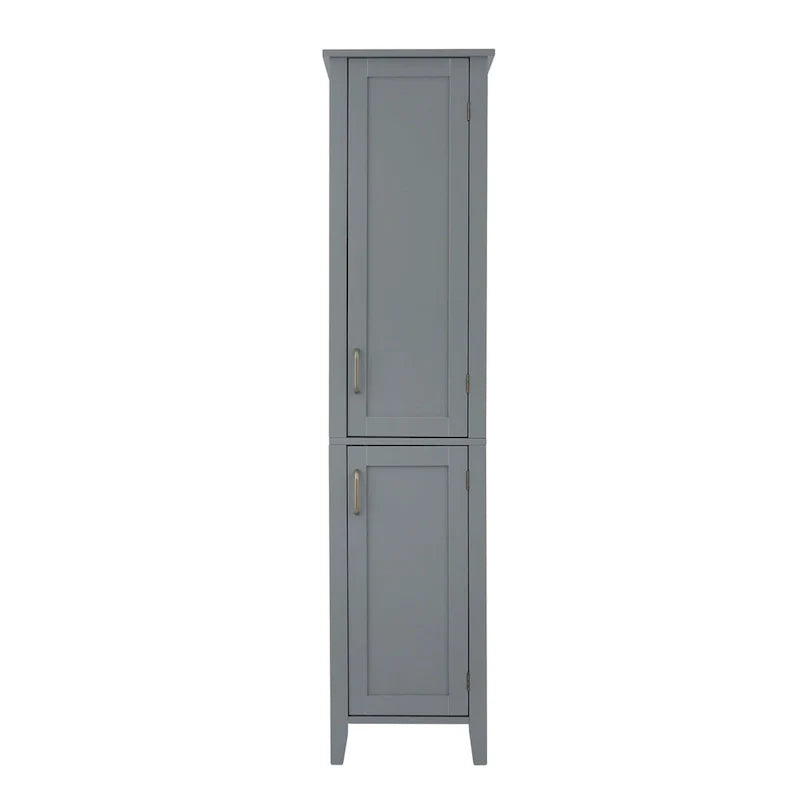 Meuble haut de rangement en lin en bois gris foncé avec portes doubles