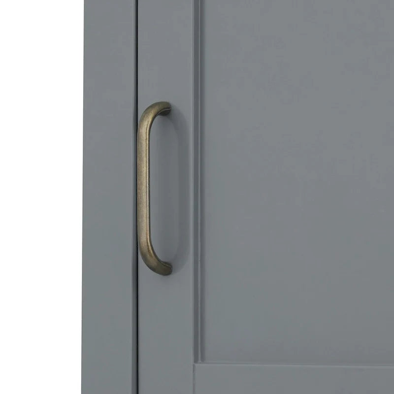 Meuble haut de rangement en lin en bois gris foncé avec portes doubles