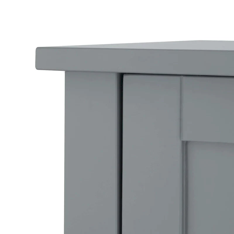 Meuble haut de rangement en lin en bois gris foncé avec portes doubles