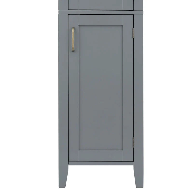 Meuble haut de rangement en lin en bois gris foncé avec portes doubles