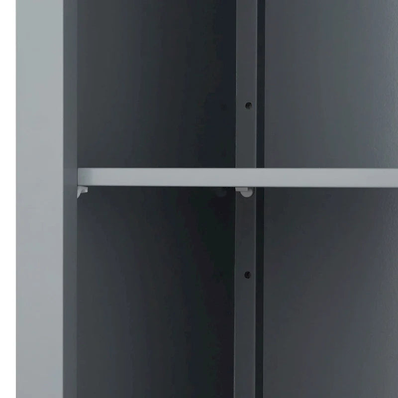 Meuble haut de rangement en lin en bois gris foncé avec portes doubles