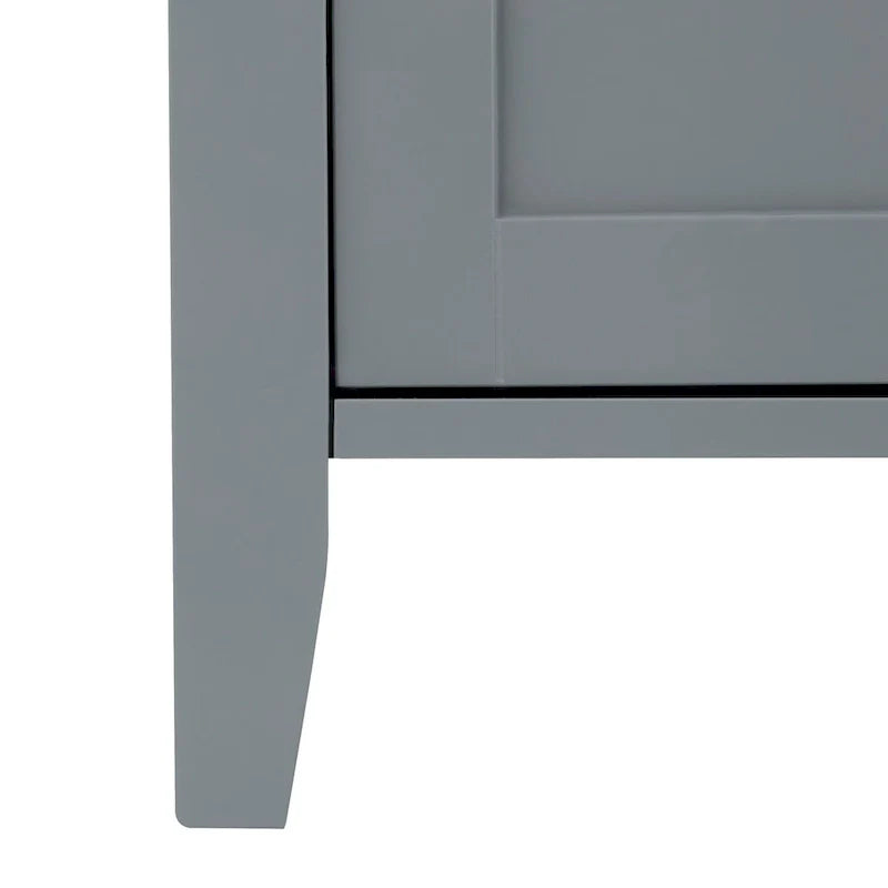 Meuble haut de rangement en lin en bois gris foncé avec portes doubles