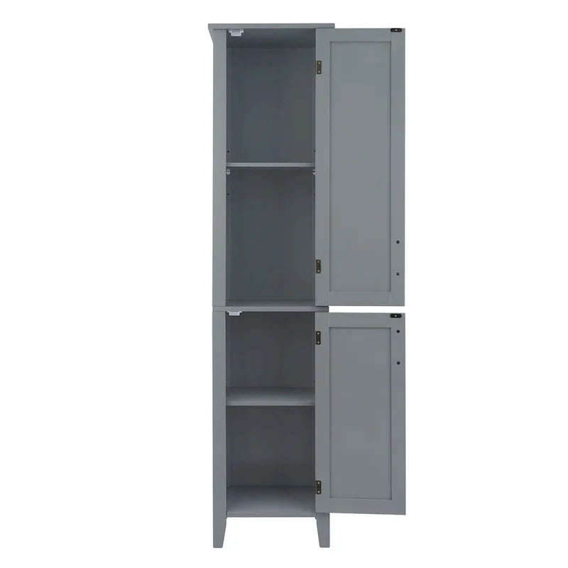 Meuble haut de rangement en lin en bois gris foncé avec portes doubles
