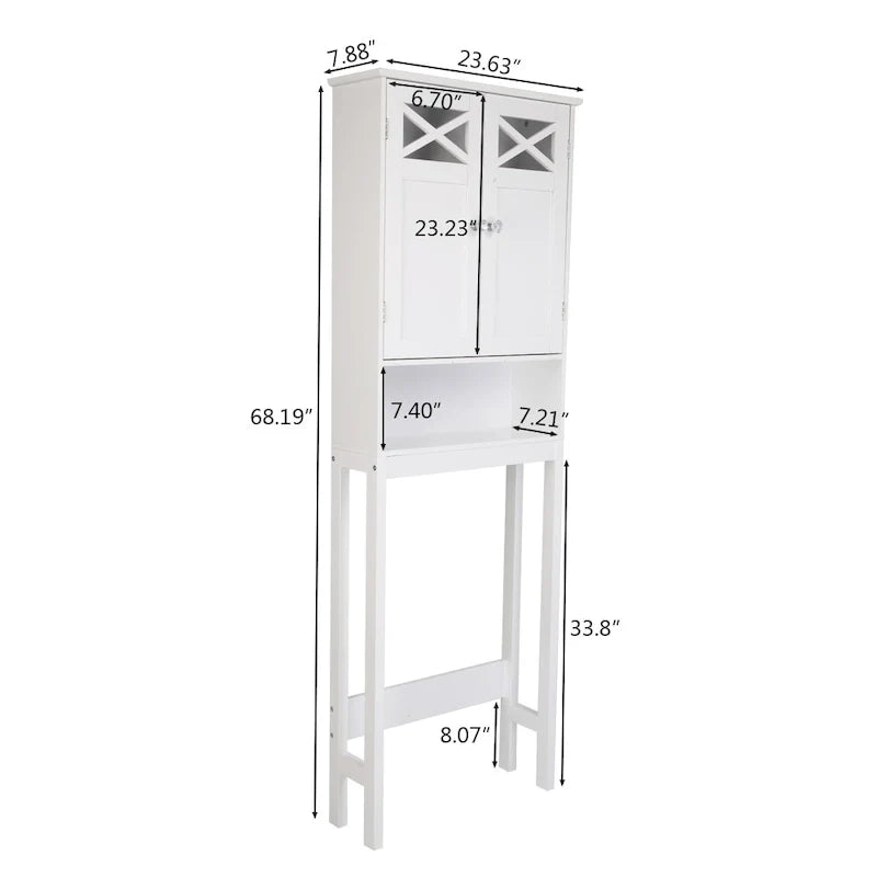 Meuble bas de salle de bain en MDF blanc à double porte – 1 unité