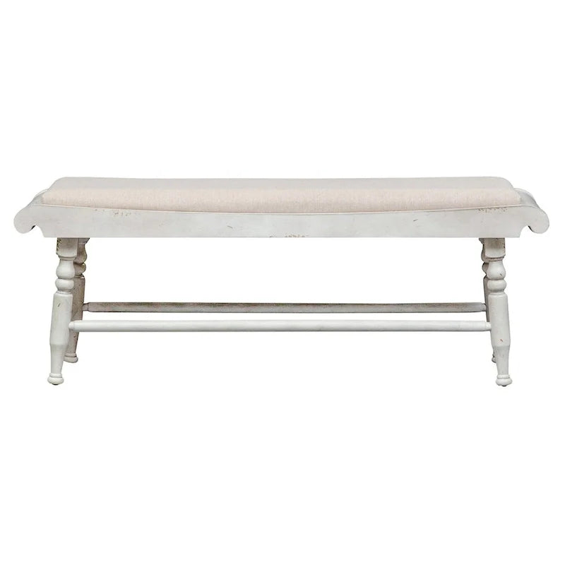 Banc de salle à manger en lin antique et gris patiné, style campagne anglaise, 1 place