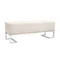 Banc rembourré ivoire/bleu, pieds en acier inoxydable, 3 places
