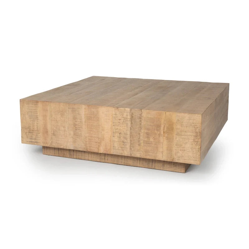 Table Basse Carrée Flottante, Bois Massif, Marron Clair / Espresso, 1 pièce