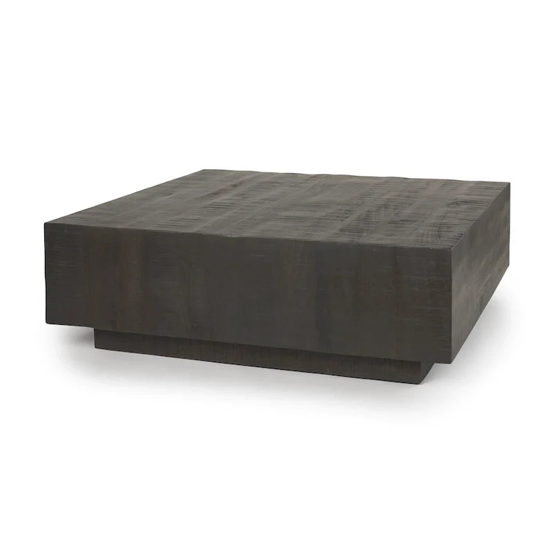 Table Basse Carrée Flottante, Bois Massif, Marron Clair / Espresso, 1 pièce