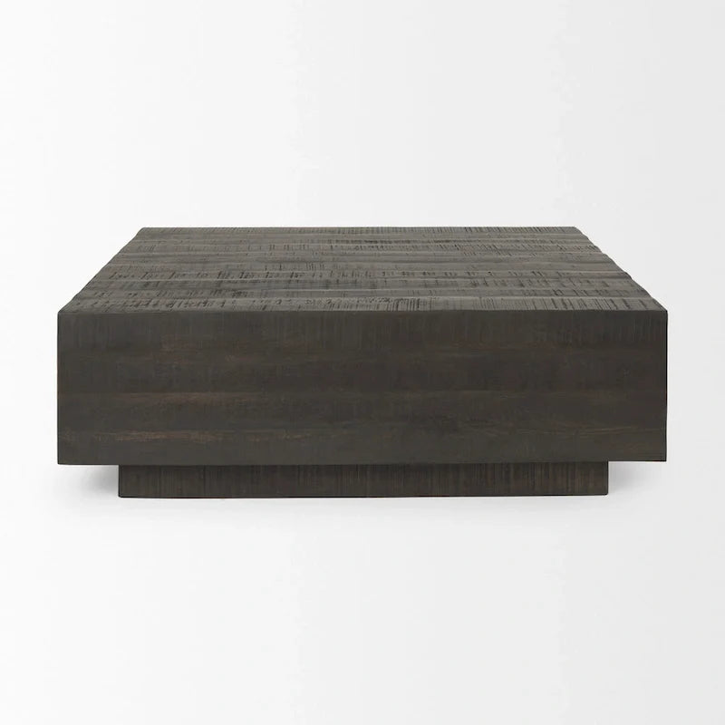 Table Basse Carrée Flottante, Bois Massif, Marron Clair / Espresso, 1 pièce