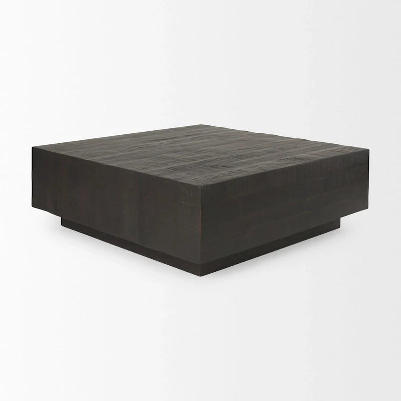 Table Basse Carrée Flottante, Bois Massif, Marron Clair / Espresso, 1 pièce