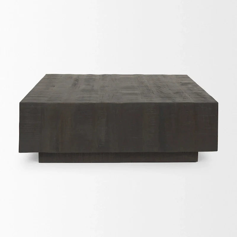 Table Basse Carrée Flottante, Bois Massif, Marron Clair / Espresso, 1 pièce