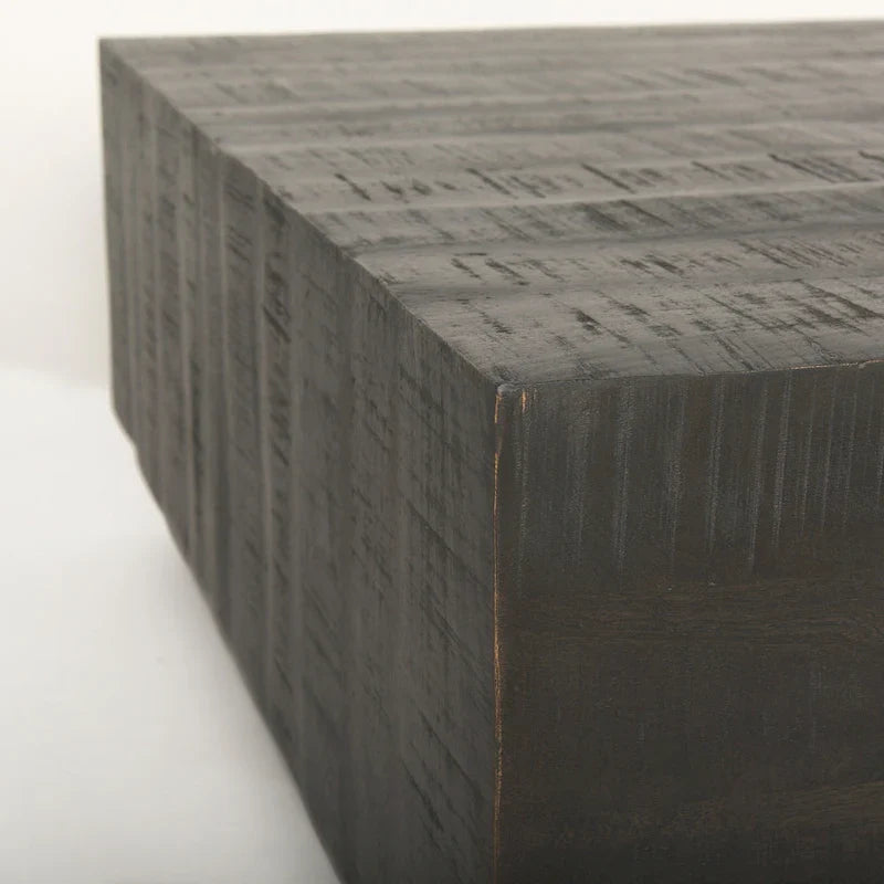 Table Basse Carrée Flottante, Bois Massif, Marron Clair / Espresso, 1 pièce