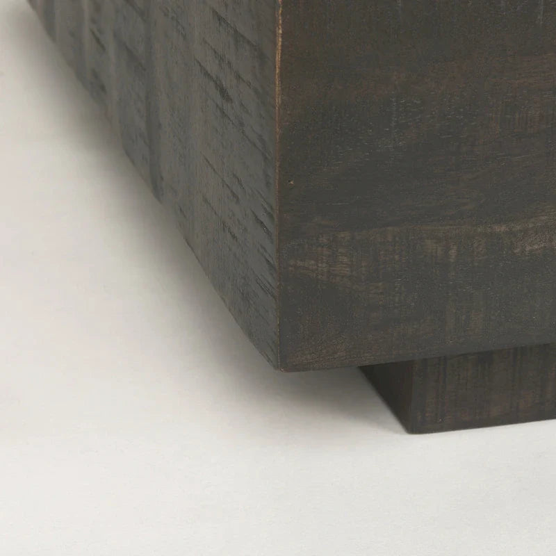 Table Basse Carrée Flottante, Bois Massif, Marron Clair / Espresso, 1 pièce