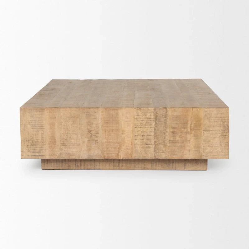 Table Basse Carrée Flottante, Bois Massif, Marron Clair / Espresso, 1 pièce