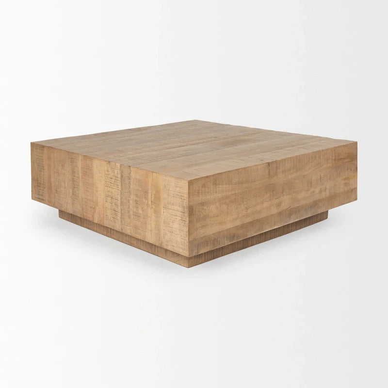 Table Basse Carrée Flottante, Bois Massif, Marron Clair / Espresso, 1 pièce