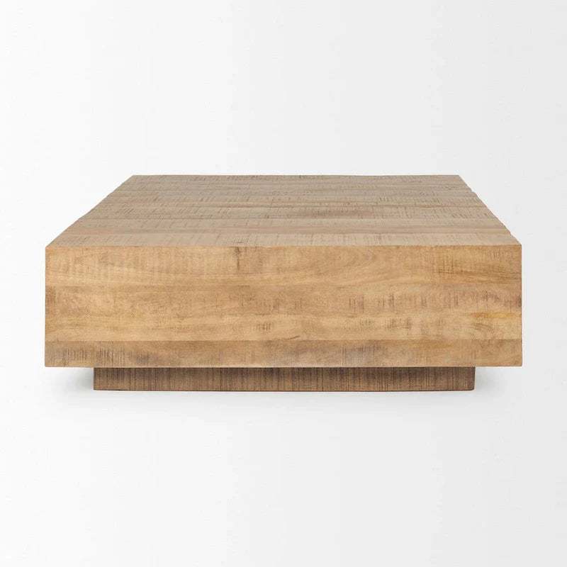 Table Basse Carrée Flottante, Bois Massif, Marron Clair / Espresso, 1 pièce