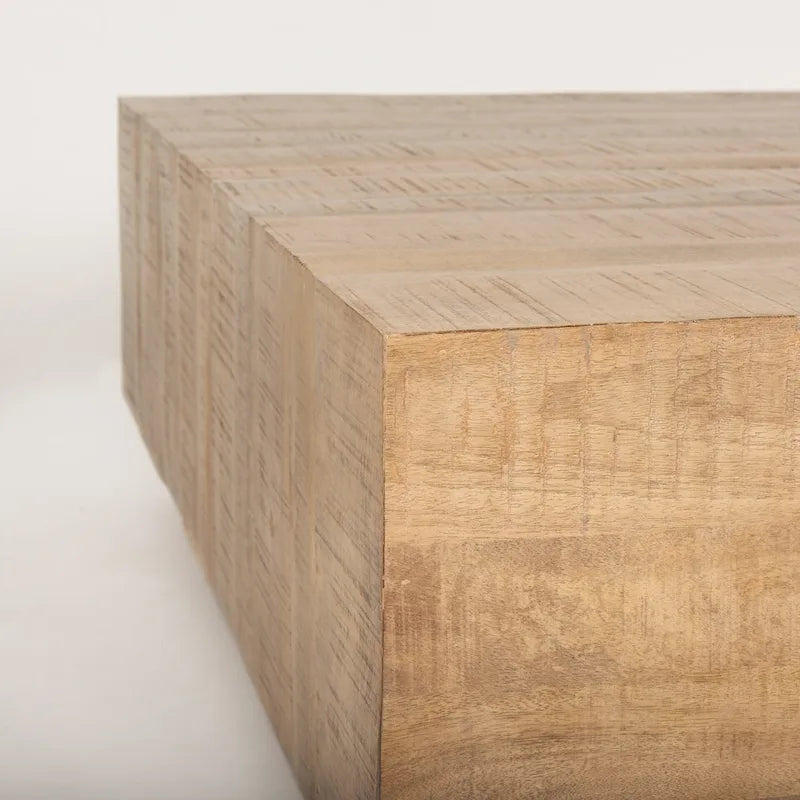 Table Basse Carrée Flottante, Bois Massif, Marron Clair / Espresso, 1 pièce