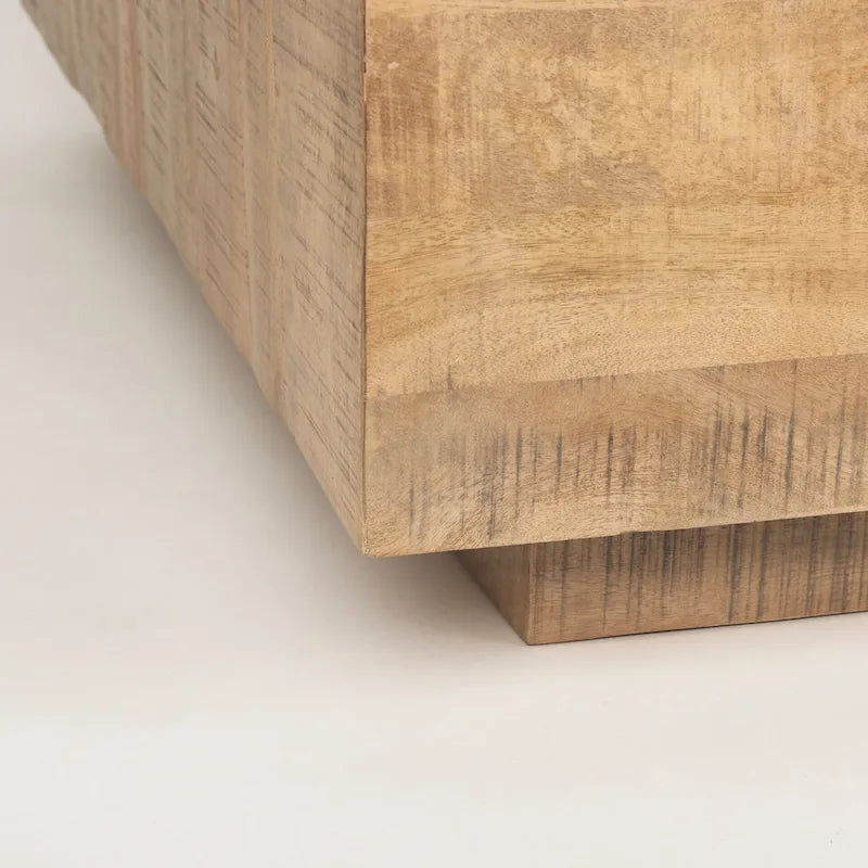 Table Basse Carrée Flottante, Bois Massif, Marron Clair / Espresso, 1 pièce